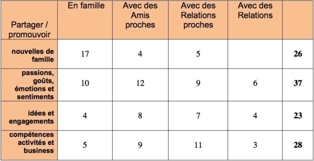 Tableau 4 - Motivations d'usages