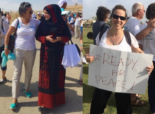 Dina (à g.) avec une militante palestinienne et Yael (à d.) en manifestation