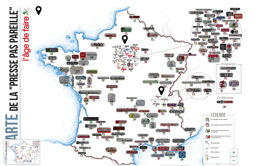 Une carte de la  "presse pas pareille"