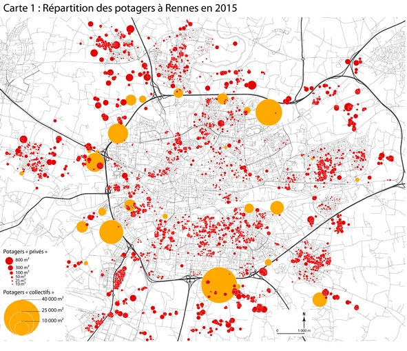 Près de 45ha de jardins potagers dans l'agglomération de Rennes en 2015 ( Maxime Marie, revue Vertigo)