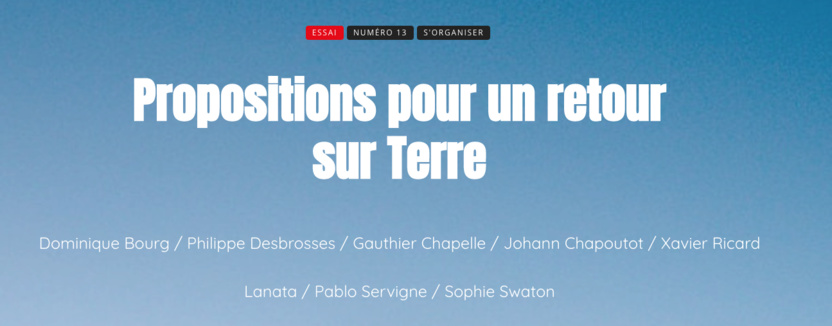 Propositions pour un « retour sur terre »