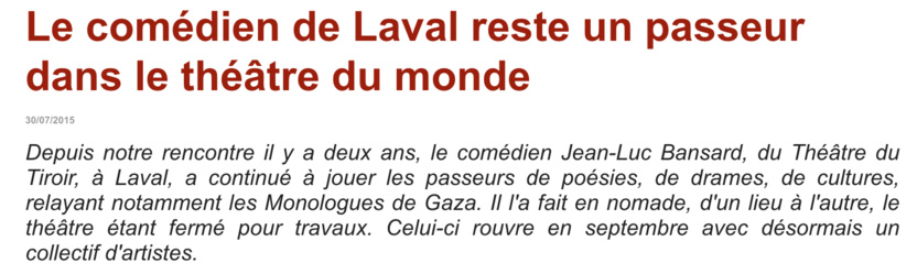 Dans un livre, ​Jonathan porte la voix du foisonnant théâtre palestinien