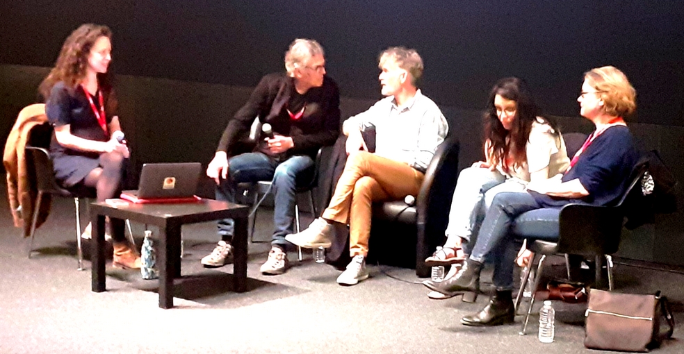 Le 28 mai, table ronde animée par Amélie Mougey, rédactrice en chef de "la revue dessinée" avec (de gauche à droite) Christian Lax, Emmanuel Lepage, Hélène Ferrarini, Taina Tervonen.