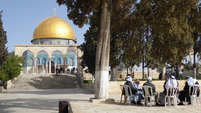 Jérusalem, une scène de la vie quotidienne sur l'esplanade des mosquées