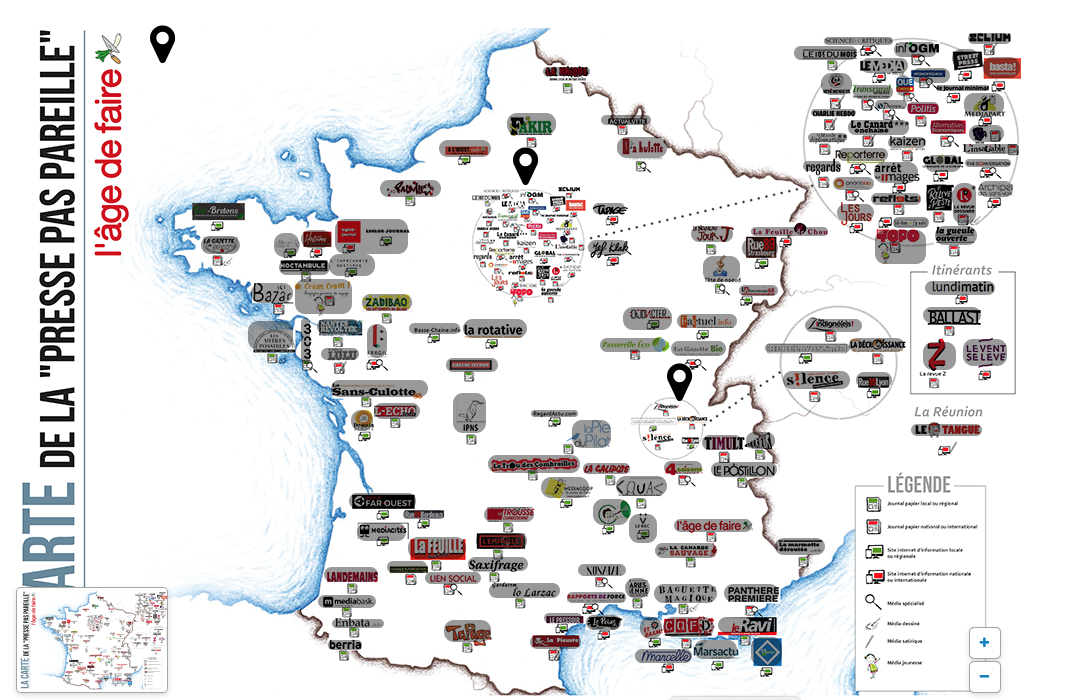 Une carte de la  "presse pas pareille"