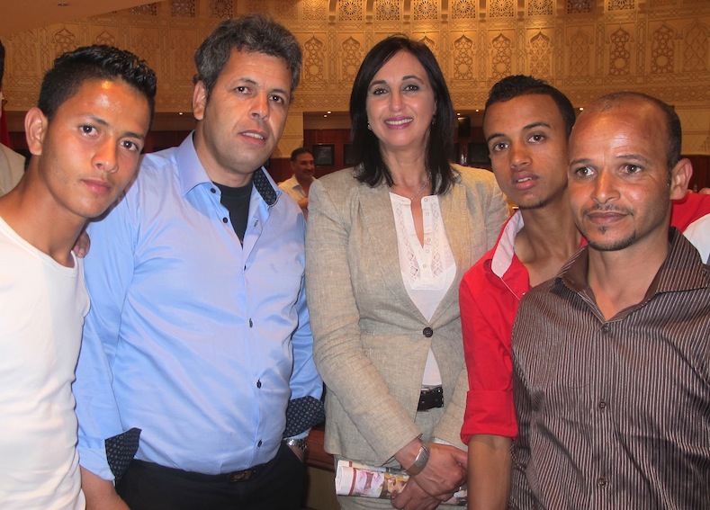 Au milieu des militants le 13 juin 2014 lors d'un meeting à Marrakech