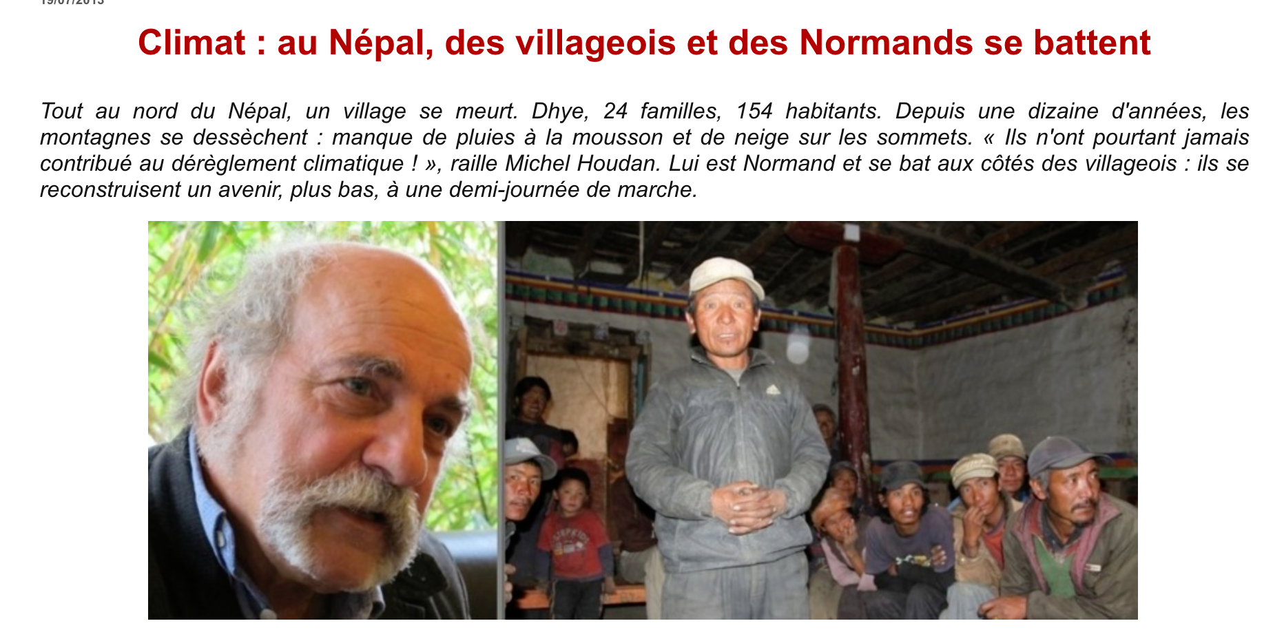 Climat : Normands et Népalais ont reconstruit un village, plus bas