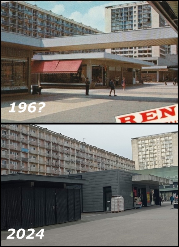 La passerelle a été supprimée. (photo du haut : carte postale CROUS) La passerelle a été supprimée. (photo du haut : carte postale CROUS)