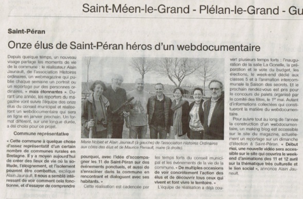 Ouest France informe les Saint Pérannais sur la réalisation du webdocumentaire